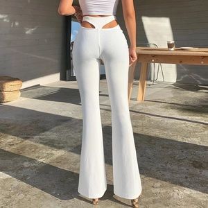 White thong flare pant